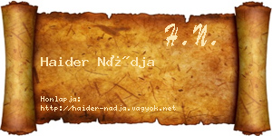 Haider Nádja névjegykártya